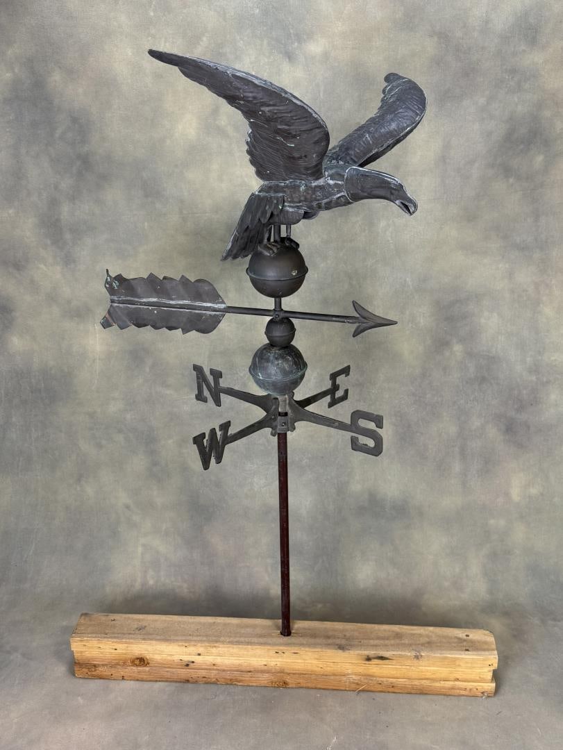 Copper Eagle Weathervane: Nice patina. 52" tall with pole.