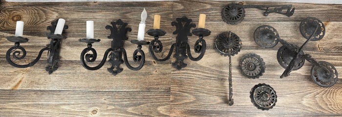 Antique Iron Sconces Kerosene Lamp Brackets