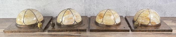 Arts & Crafts Slag Glass Copper Lamp Shades