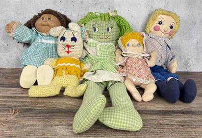 Collection of Vintage Plush Toys Dolls