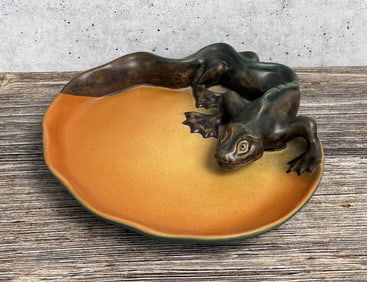Art Nouveau P. Ipsen Danish Pottery Lizard Bowl