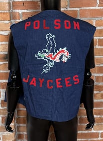 Vintage Polson Montana Jaycees Denim Vest