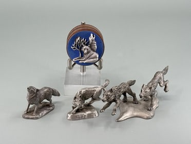 Group Of Rawcliffe Pewter Wolves