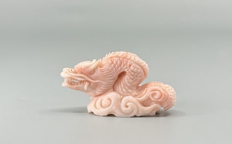 Antique Chinese Carved Coral Dragon