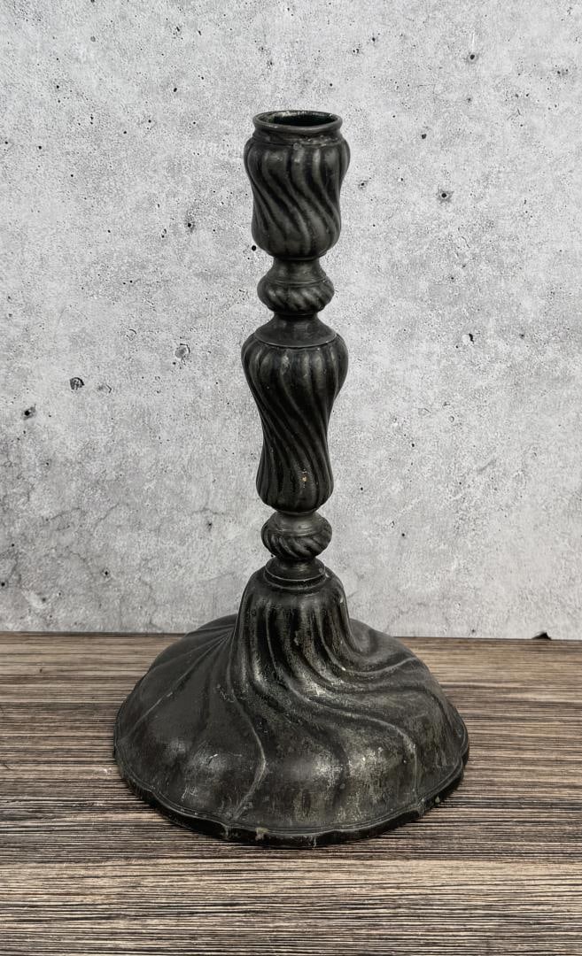 Holland Marked Pewter Candlestick: 9" tall by 5 1/8" in diameter.
