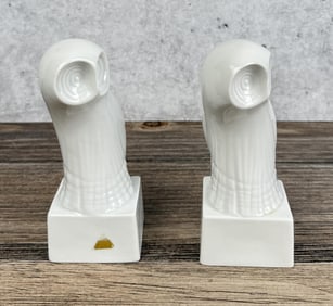 Pair Of Royal Dux Bohemia Porcelain Owls