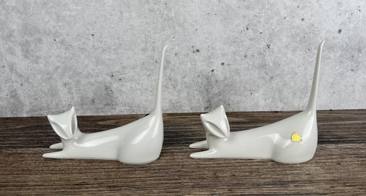 Pair Of Royal Dux Bohemia Porcelain Cats