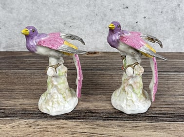 Pair Of Porcelain Bird of Paradise Figurines