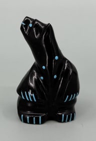 Tyler Quam Zuni Jet Turquoise Bear Fetish