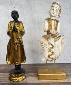 Pair Of Buddhist Wood Carvings