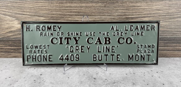 City Cab Co Grey Line Butte Montana Sign