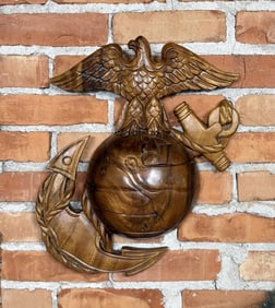 Carved Wood USMC Marine Corps Wall Plaque