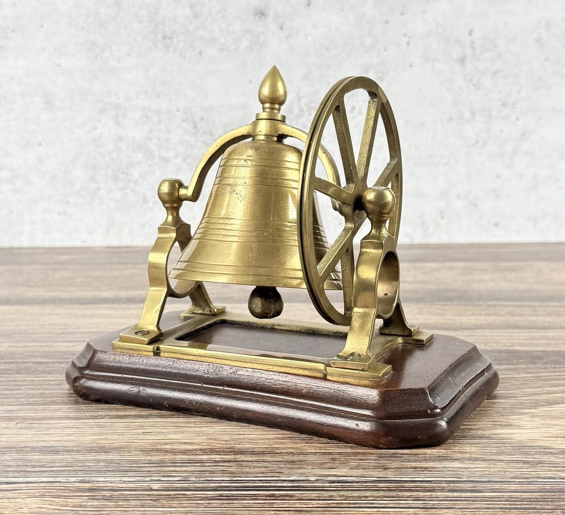 Brass Desk Bell: 8" by 6 1/4" by 4 3/4"