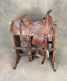 Longhorn Tooled Leather Western Saddle