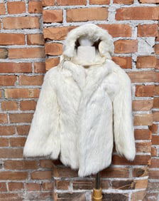Vintage Hooded Rabbit Fur Jacket Coat