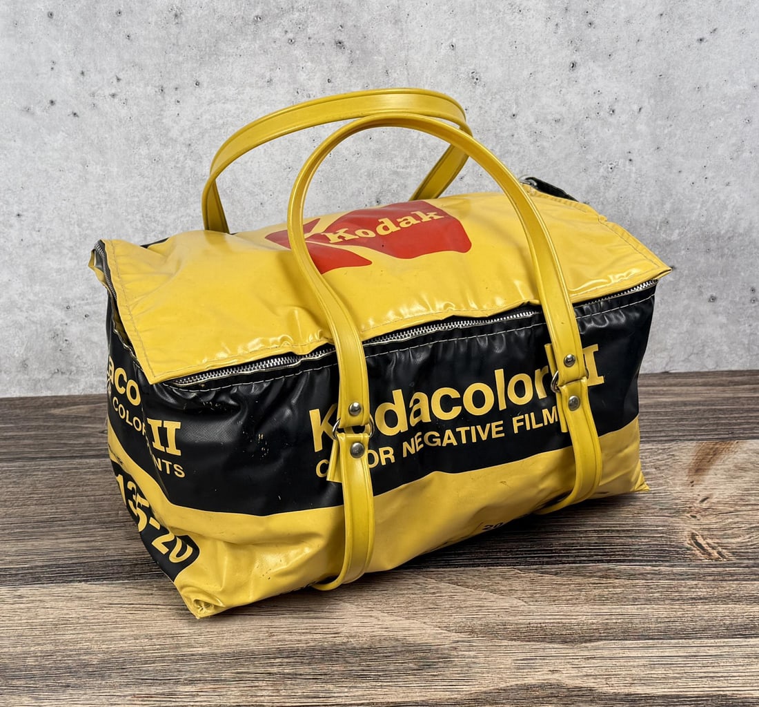 Kodak Kodacolor II Film Vinyl Lunch Box Cooler: 14 3/4" by 12 1/2" by 7 1/2" when stuffed.