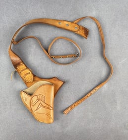Vintage Tooled Leather Nude Woman Holster