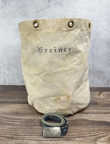 1950s US Navy Denim Belt Buckle and Canvas Bag