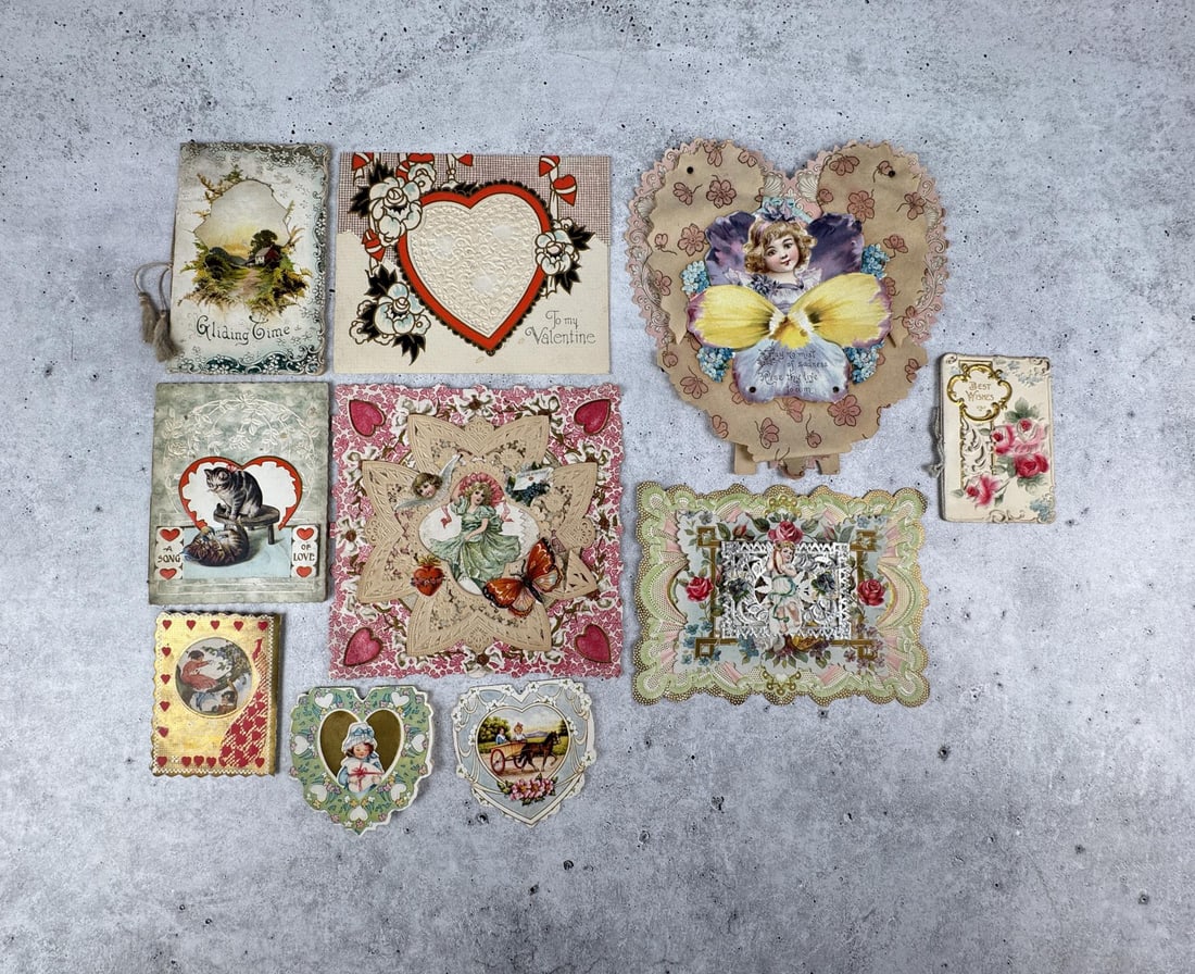 Victorian Die Cut Valentine Cards: Nice grouping