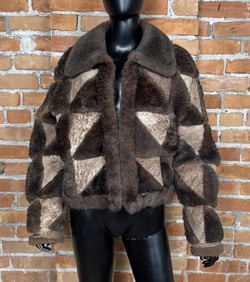 Vintage Shearling Wool Patchwork Jacket Coat