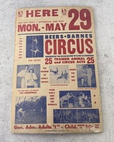1961 Dillon Montana Beers Barnes Circus Poster