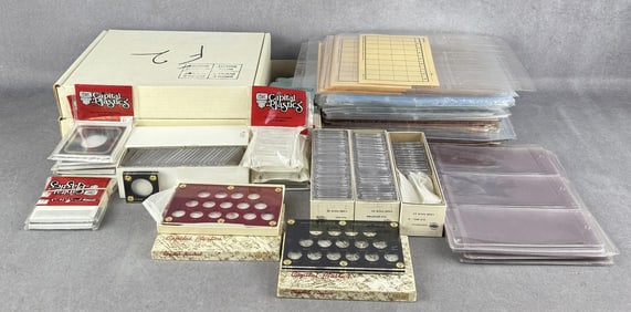 Collection of Coin Holders and Display Books