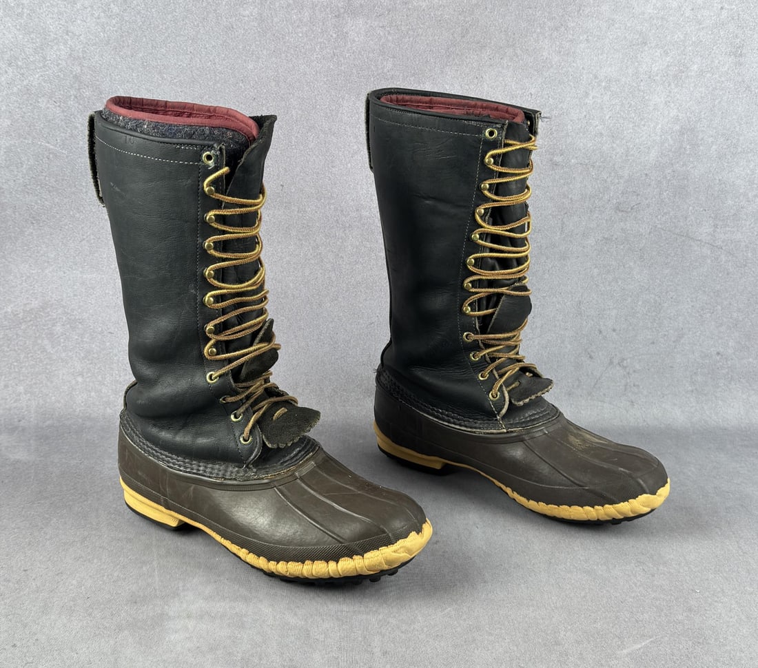 Hoffman Leather Pac Logging Boots: Size 10. 15" tall.