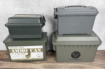 Collection of Metal Plastic Ammo Cans