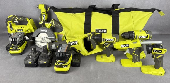 8 Piece Ryobi One+ 18v Tool Set with Batteries