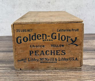 Golden Glory Yellow Peaches Fruit Crate Box