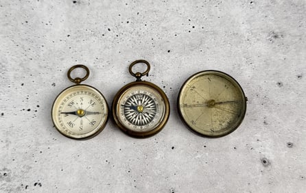 Antique Brass Pocket Compasses