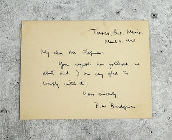 Percy Williams Bridgman Physicist Signed Letter