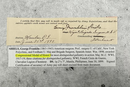 George Franklin Shiels Medal of Honor Signature