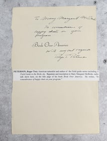 Roger Tory Peterson Naturalist Signed Book Page