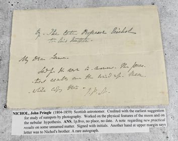 John Pringle Nichol Astronomer Signed Letter