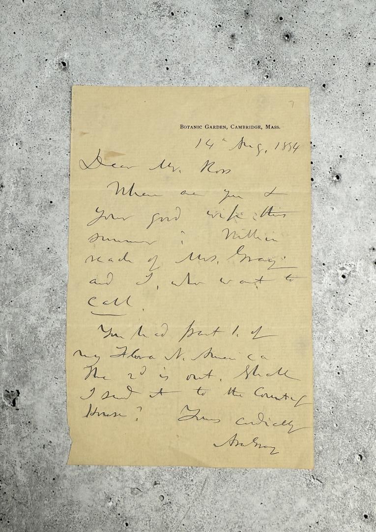 Asa Gray American Botanist Letter (1 of 5)