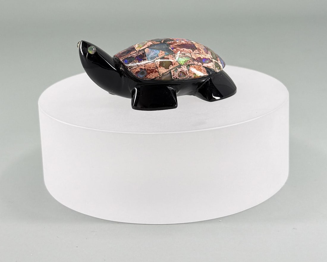 Australian Inlaid Black Opal Turtle: 2 1/4" by 1 3/8" by 7/8"