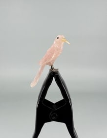 Carved Rose Quartz Hummingbird