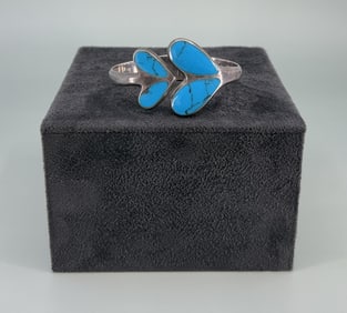Taxco Sterling Silver Turquoise Inlaid Bracelet