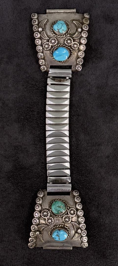 Navajo Sterling Silver Turquoise Watch Band Tips (1 of 3)