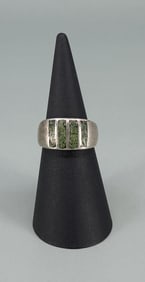 Zuni Chip Inlaid Sterling Silver Turquoise Ring