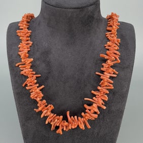 Old Pawn Navajo Branch Coral Necklace