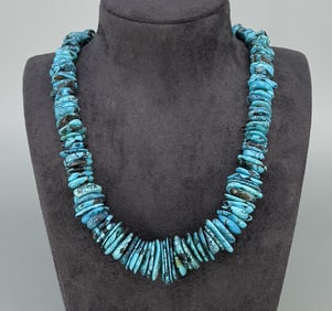 Santo Domingo Pueblo Turquoise Disc Necklace