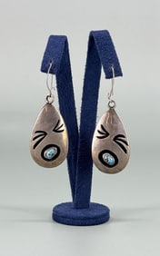 Navajo Sterling Shadowbox Turquoise Earrings