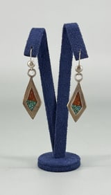 Zuni Chip Inlaid Sterling Silver Earrings