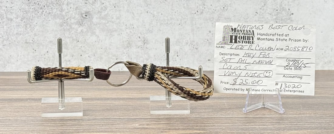Deer Lodge Prison Montana Horsehair Keychain: 7 1/4" long.