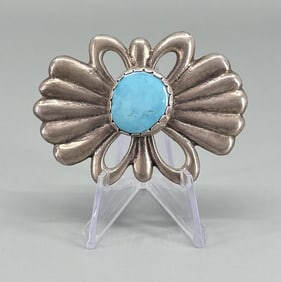 Navajo Sterling Tufa Cast Turquoise Belt Buckle