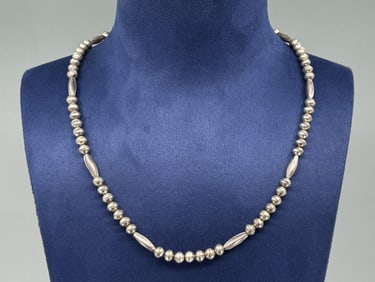 Navajo Sterling Silver Bench Bead Necklace
