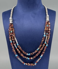 Doreen Leyba Navajo Sterling Spiny Oyster Necklace