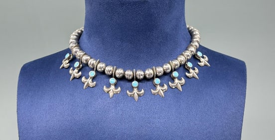 Navajo Sterling Silver Turquoise Necklace